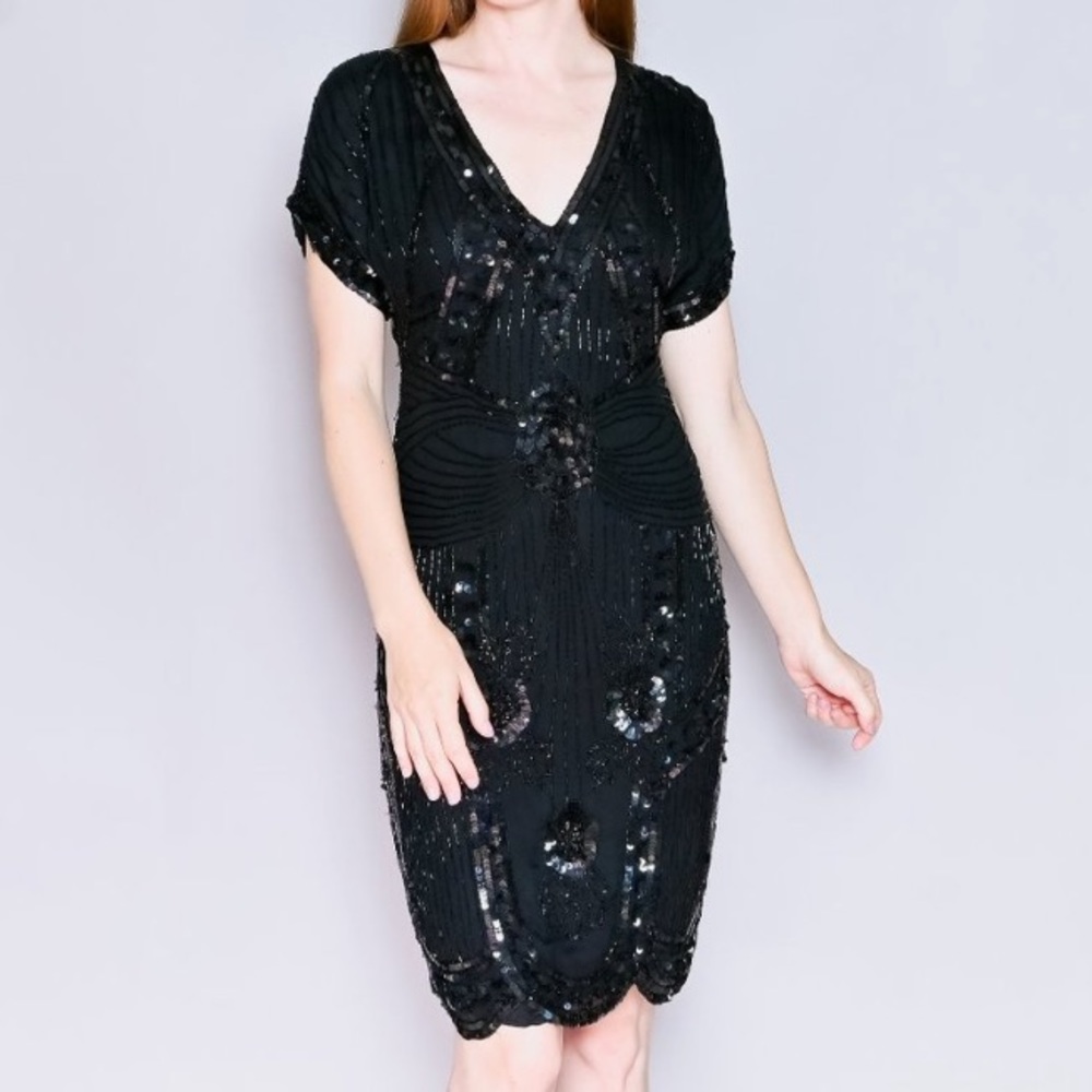 Vintage Swee Lo 100% Silk Beaded Dress Size Small